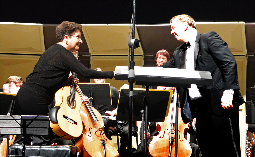 AMR with conductor Mr. Lou Kosma after the NJCU Orchestra concert at the Margaret Williams Theater in April 2014.